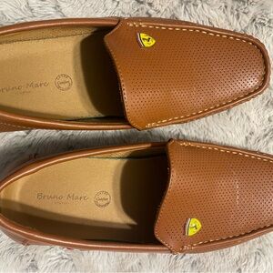 Bruno Marc Tan Perforated Loafers for Men